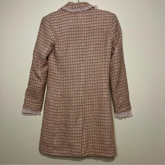 VTG Tweed Lolita Kawaii Preppy Light Academia Ruffles Peacoat - Picture 9 of 11